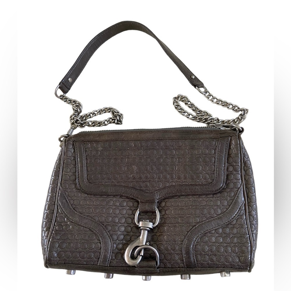 Rebecca Minkoff Quilted Leather crossbody gray ,silver hardware, great condition